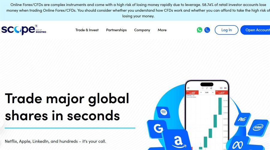 Screenshot of Scope Markets' website
