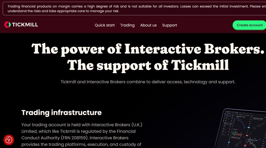 Screenshot of the Tickmill website