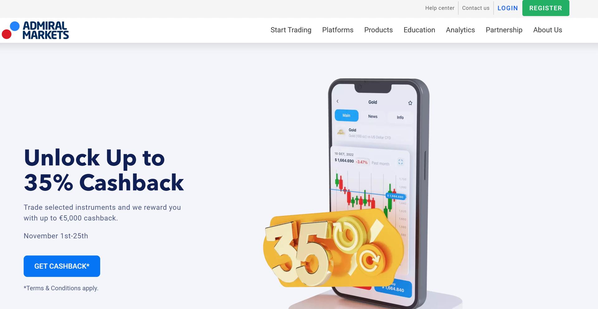 Screenshot of the admiralmarket.net cloned website