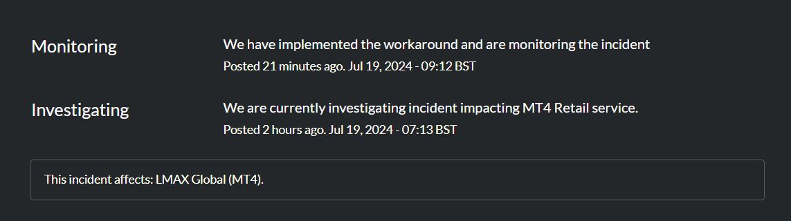 Status of MT4 servers of LMAX Global