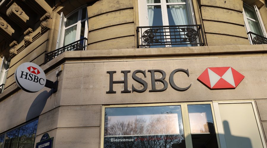 The facade of HSBC bank in Paris, France