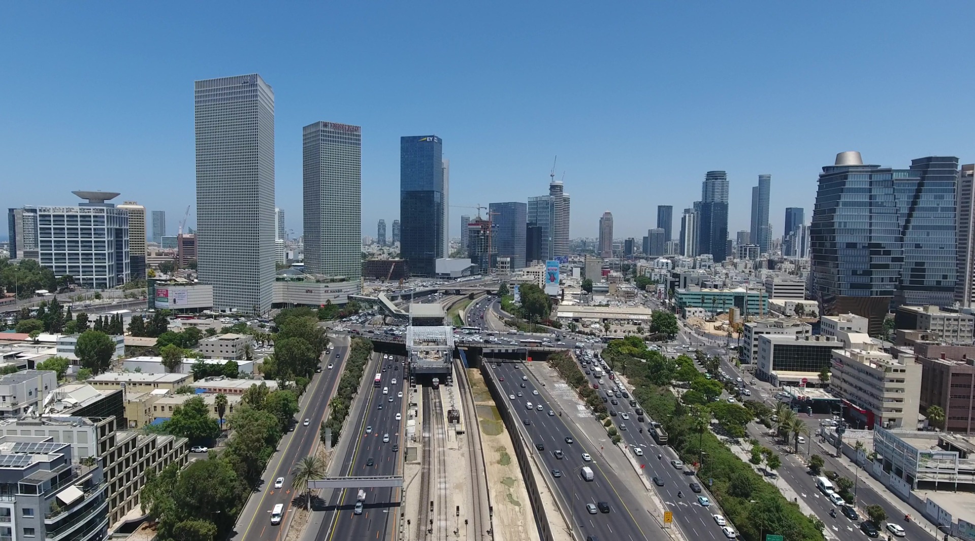 The skyline of Tel Aviv's business district