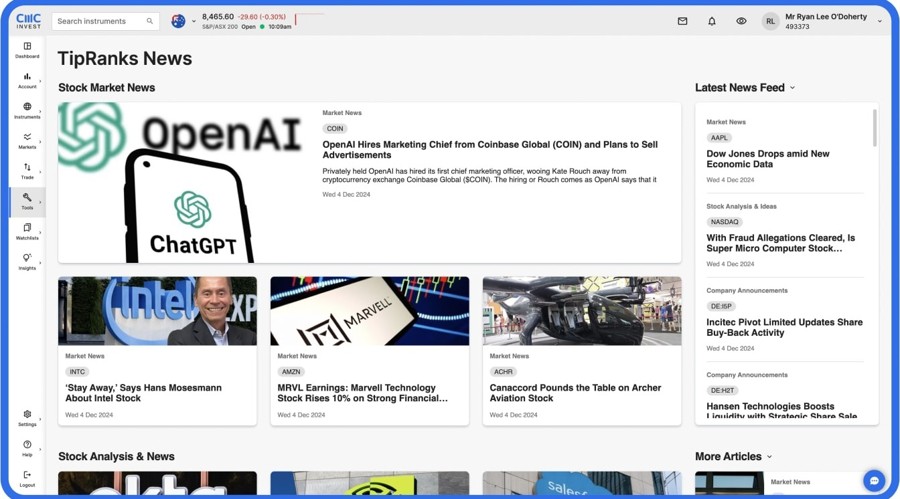 TipRanks inside CMC Invest