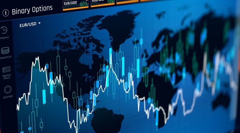 Trading binary option on screen, web interface (Shutterstock)