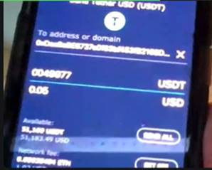 USDT 50,000 scanned, despite manually entering USD 5 cents