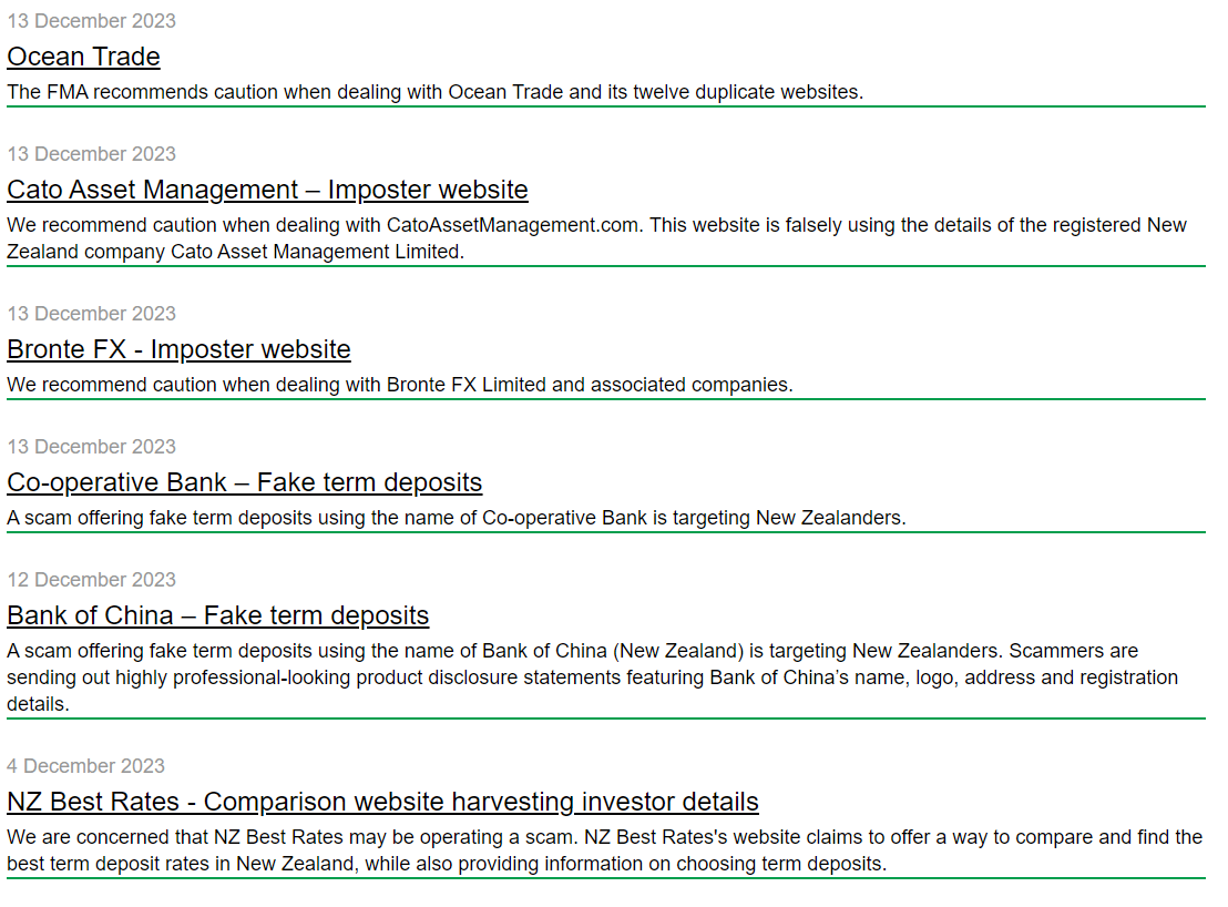 Updated Warnings List. Source: FMA