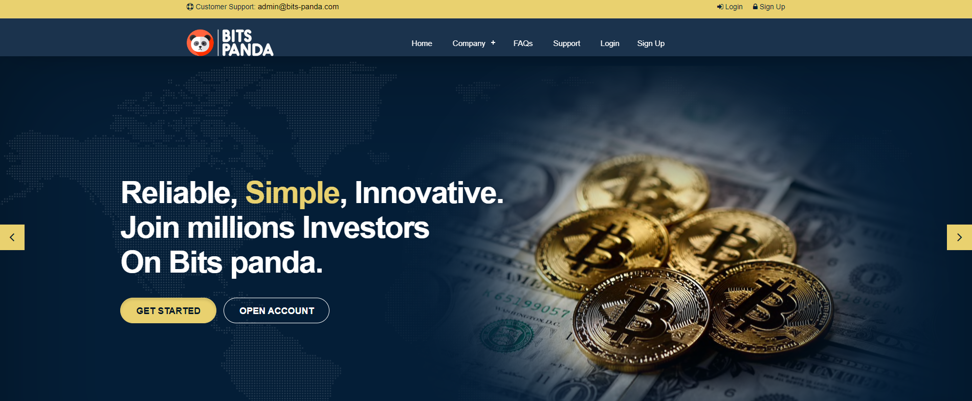 Website of Bits Panda, the clone of regulated entity.