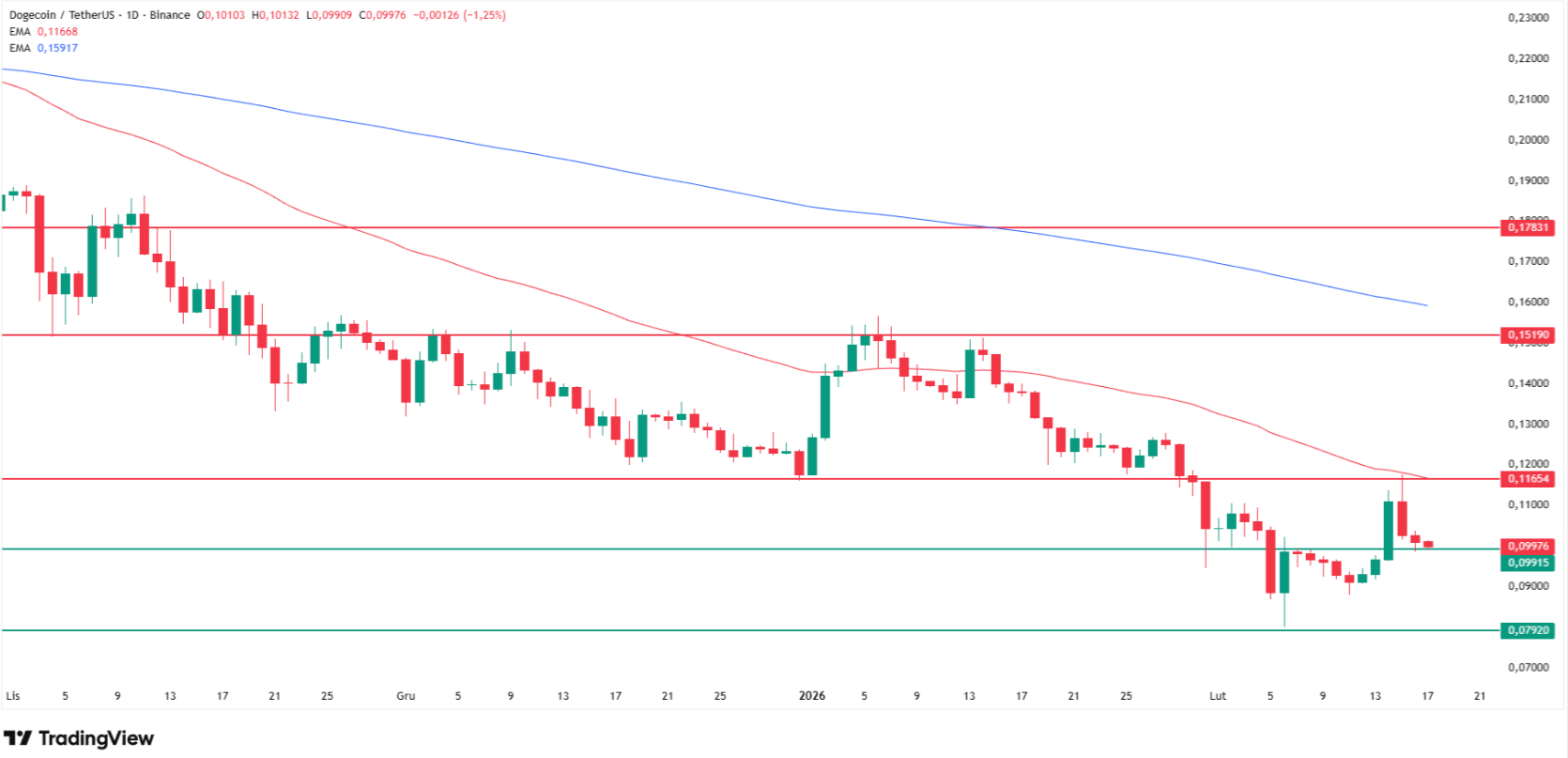 Why Dogecoin price is going down today? Source: Tradingview.com