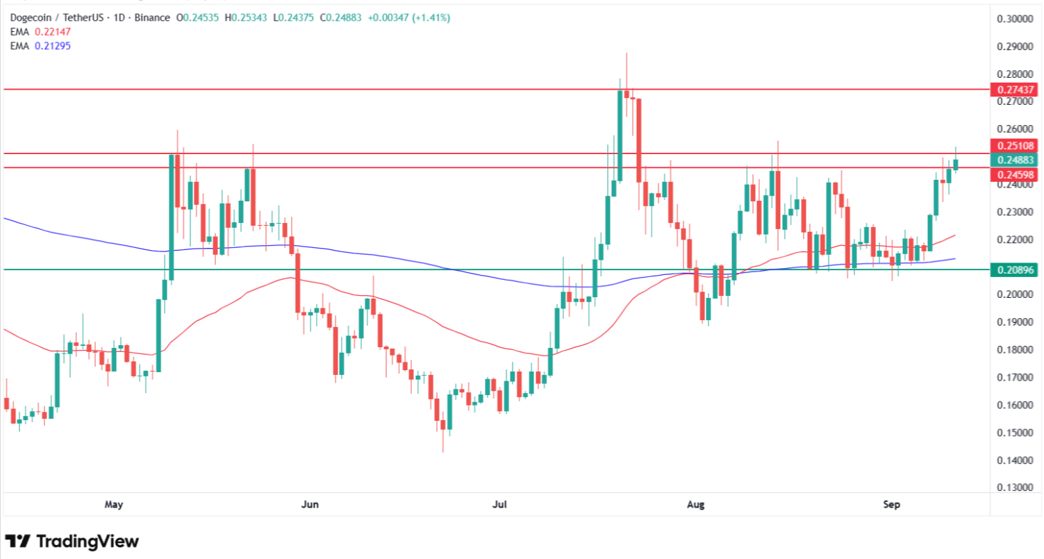 Why is Dogecoin price going up today? Source: Tradingview.com