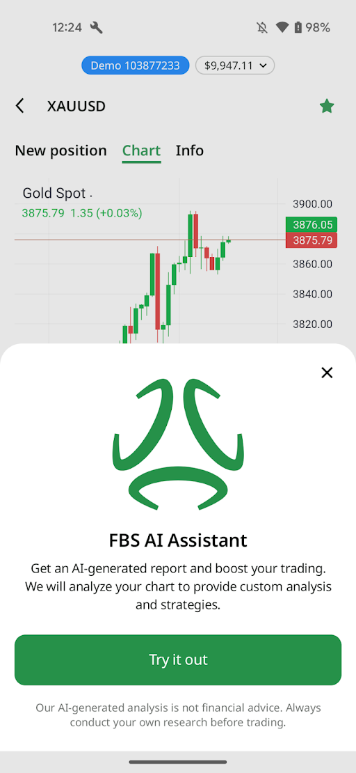 Acceder al Asistente de IA desde el gráfico