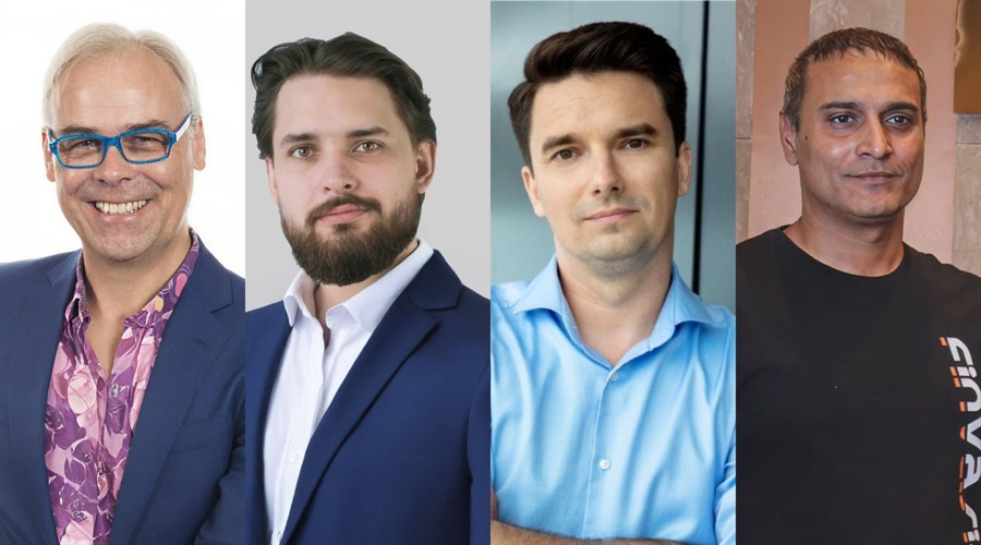 From left: Higgins (Gold-i), Tsepaev (B2PRIME), Kaczmarzyk (XTB), Tajinder Virk (Finvasia)