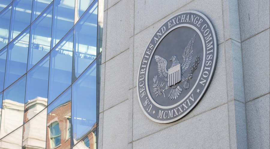 the seal of the United States SEC seen at its headquarters in Washington, DC
